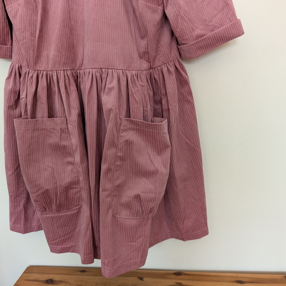 Elegant Mauve Ribbed Mini Dress - Picture 4 of 8